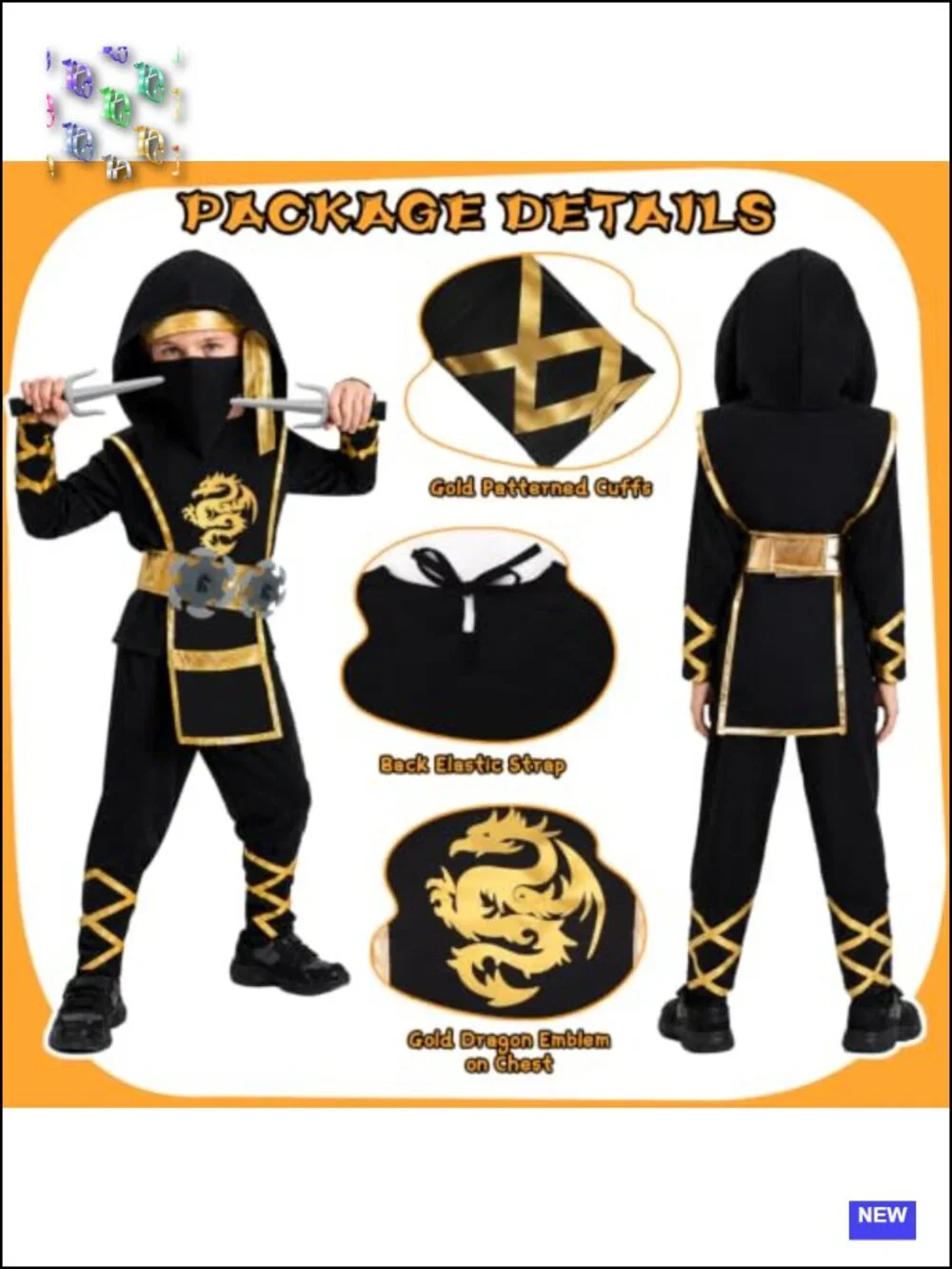 Kids Ninja Costume Halloween Dress Up Set with Accessories Boys Girls